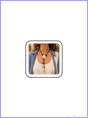 Boho Ginkgo Leaf Pendant Necklace Leather Cord Layered Statement Y Necklace